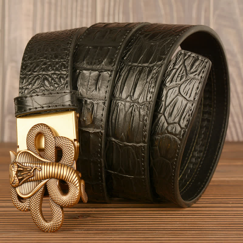 Men's Curled Cobra Alligator Pattern Leather Belt - Image 5