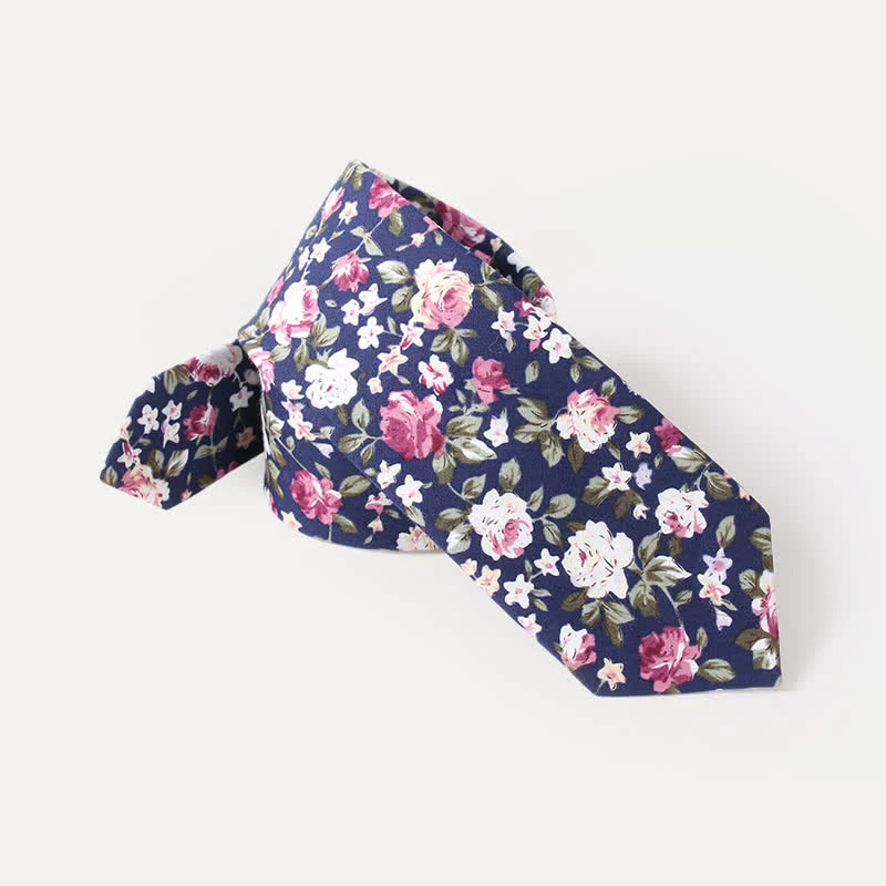 Men's Cute Fresh Flower Pattern Cotton Necktie - Image 7