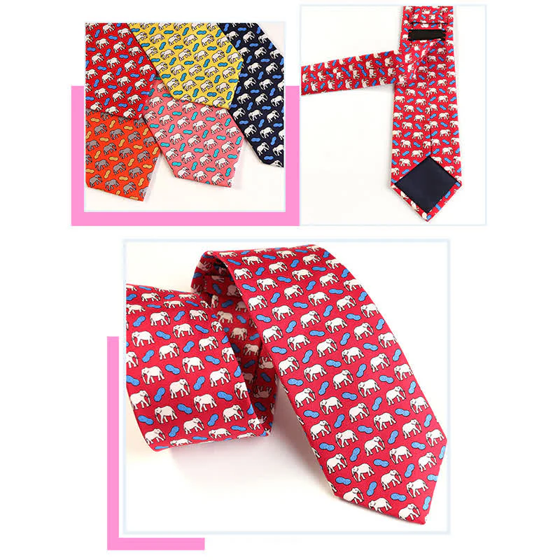Men's Dancing Animal Motifs Pure Silk Necktie - Image 14
