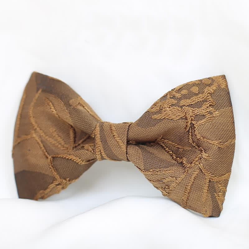 Men's Dark Coffee Color Floral Jacquard Bow Tie - Image 4