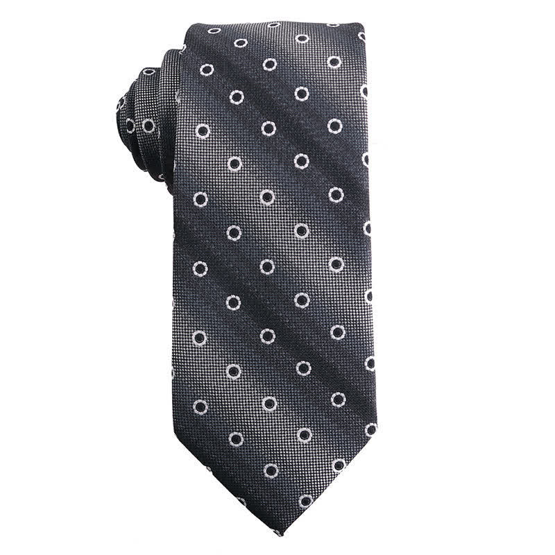 Men's Dark Gray Series Paisley Polka Dots Stripes Necktie - Image 10