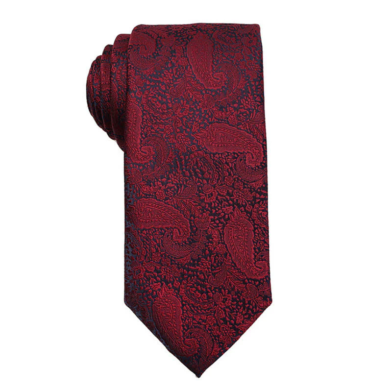 Men's Dark Red Series Paisley Evening Dress Accessories Necktie - Image 4