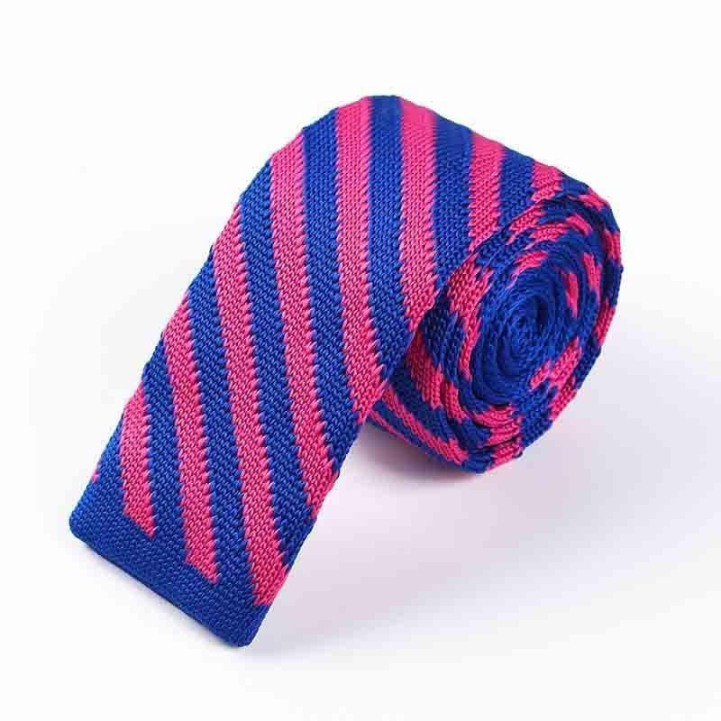 Men's Diagonal Striped Knitted Necktie - Image 13