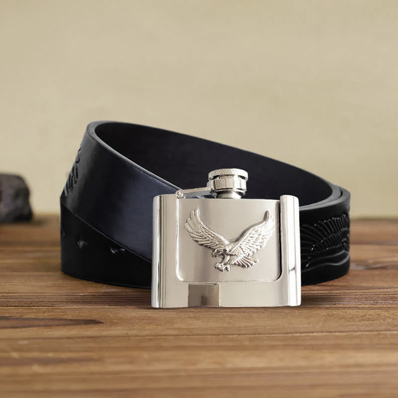 Men's DIY 2oz. Flying Eagle Leather Belt with Hidden Flask - Image 5