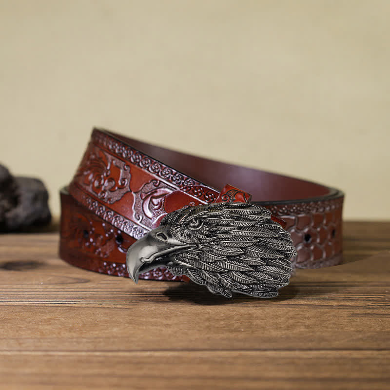 Men's DIY 3D Bald Eagle Head Buckle Leather Belt - Image 13