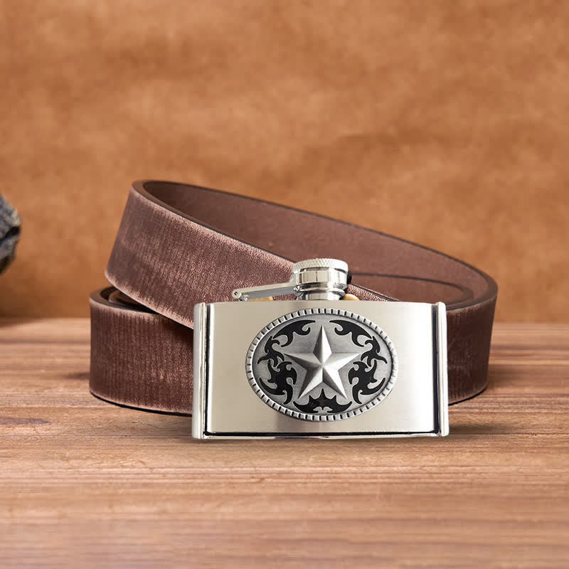 Men's DIY 3oz. Western Star Leather Belt with Hidden Flask - Image 7
