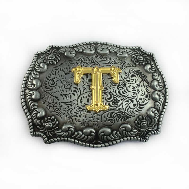 Men's DIY Alphabet Initial Letter Buckle Leather Belt - Image 23