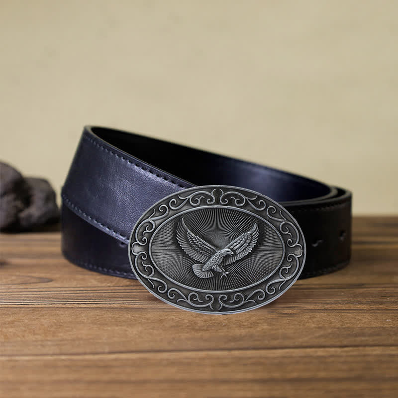 Men's DIY Antique Free Eagle Buckle Leather Belt - Image 10