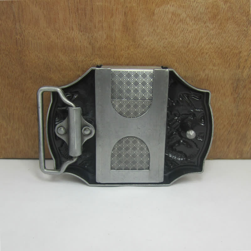 Men's DIY Antique Silver Dragon Leather Belt with Hidden Lighter - Image 2