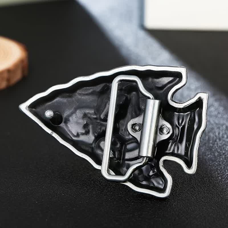 Men's DIY Arrowhead Shaped Bull Buckle Leather Belt - Image 2