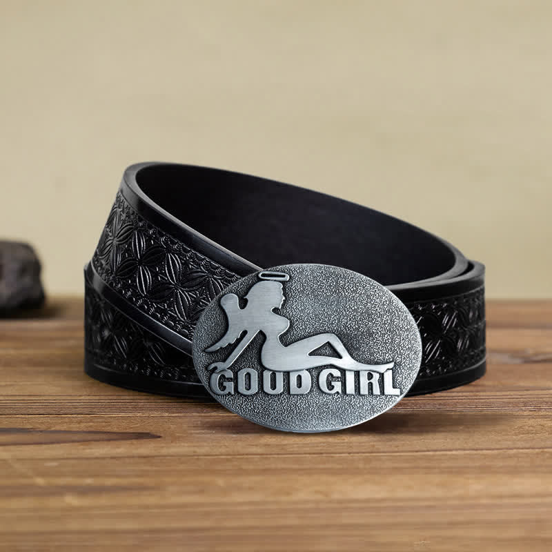 Men's DIY Bad Girl Good Girl Buckle Leather Belt - Image 15