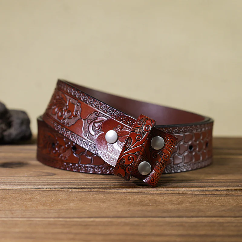 Men's DIY Blue Enamel Bear Paw Buckle Leather Belt - Image 15
