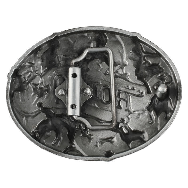 Men's DIY Blue Enamel Rodeo Bull Buckle Leather Belt - Image 2