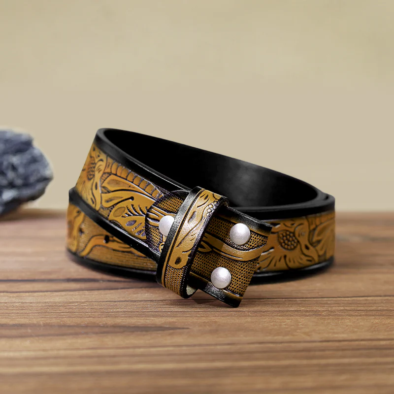 Men's DIY Bowhunting Deer Enamel Buckle Leather Belt - Image 16