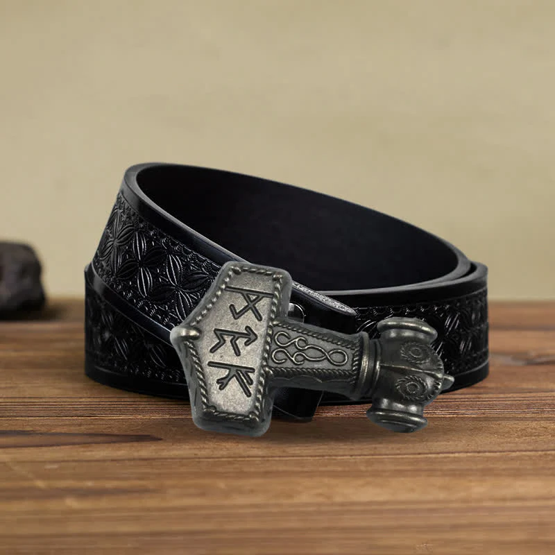 Men's DIY Brutal Viking Hammer Buckle Leather Belt - Image 13