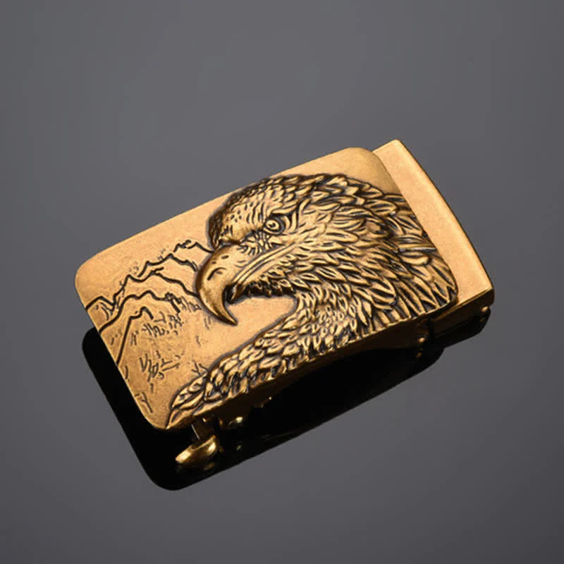 Men's DIY Carved Eagle Head Automatic Buckle Leather Belt - Image 7