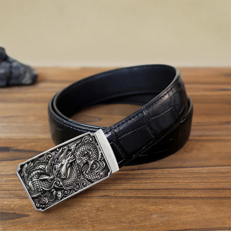 Men's DIY Coiling Dragon Automatic Buckle Leather Belt - Image 11