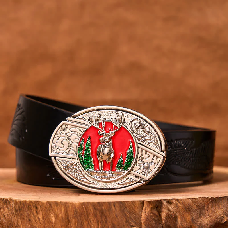 Men's DIY Colored Mountain Elk Hidden Folding Knife Leather Belt (Pre-Sale) - Image 4