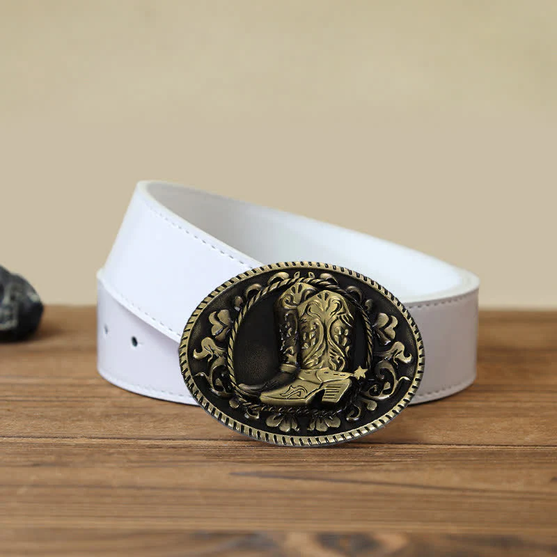 Men's DIY Cowboy Boots Buckle Leather Belt - Image 5