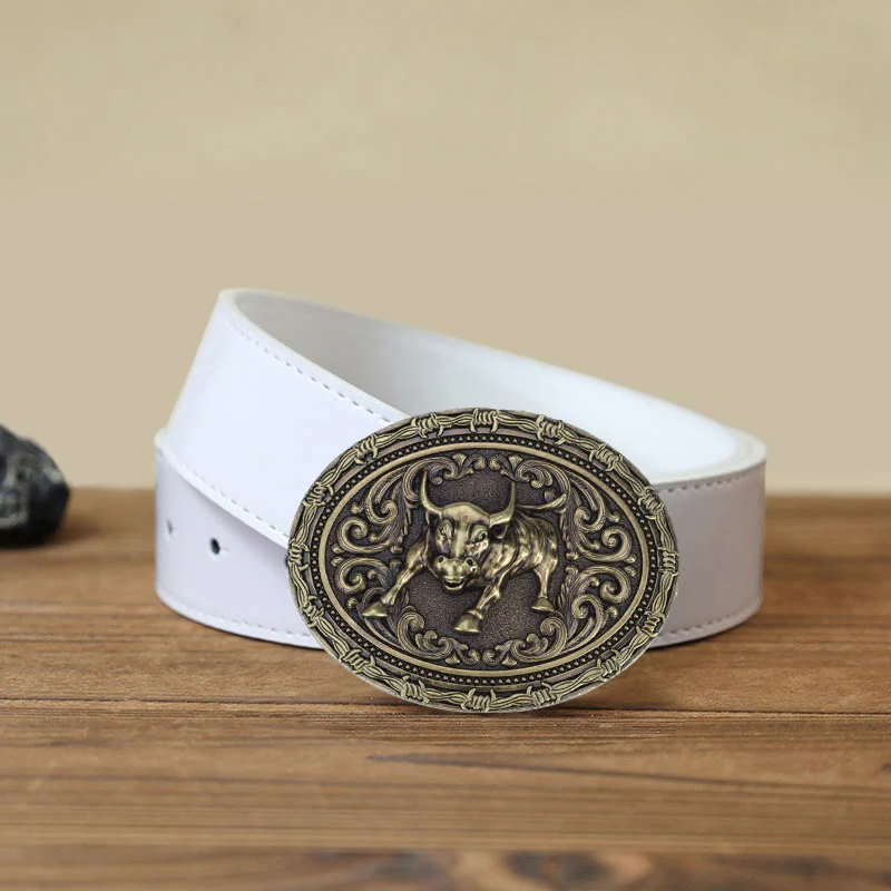 Men's DIY Cowboy Bullfighter Buckle Leather Belt - Image 8
