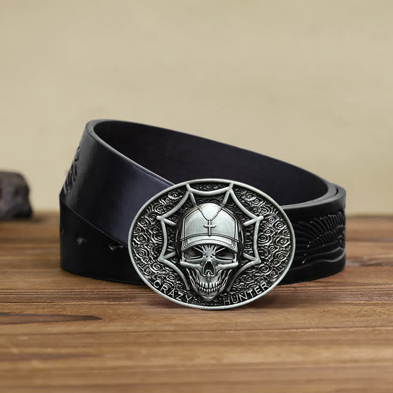 Men's DIY Crazy Hunter Skull Buckle Leather Belt - Image 8