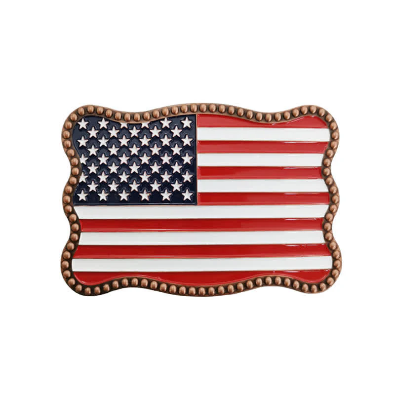 Men's DIY Creative American Flag Card Wallet Buckle Leather Belt - Image 2