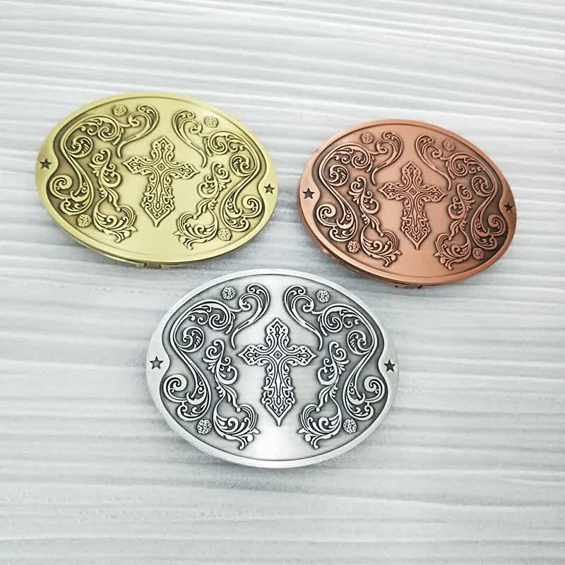 Men's DIY Cross Carving Creative Beer Holder Buckle Leather Belt - Image 3