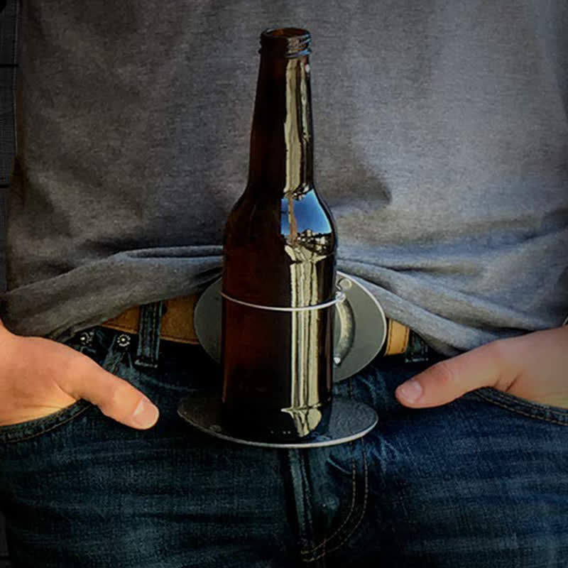 Men's DIY Cross Carving Creative Beer Holder Buckle Leather Belt - Image 8