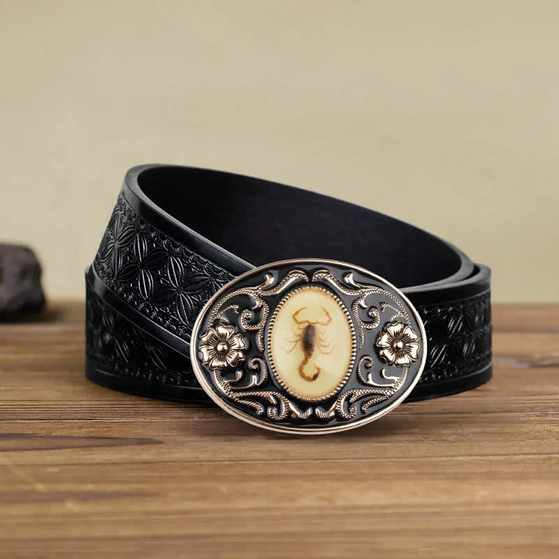 Men's DIY Decorative Luminous Scorpion Buckle Leather Belt - Image 10