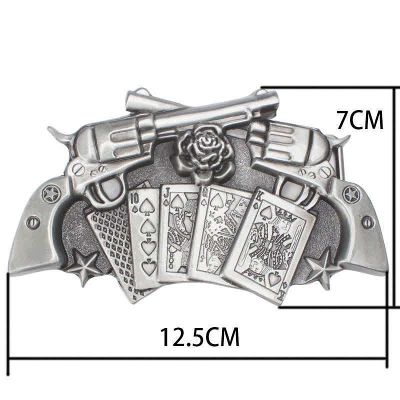 Men's DIY Double Pistol Poker Buckle Leather Belt - Image 3