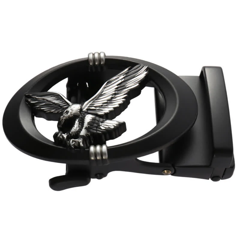 Men's DIY Eagle Black Hollow Automatic Buckle Leather Belt - Image 12
