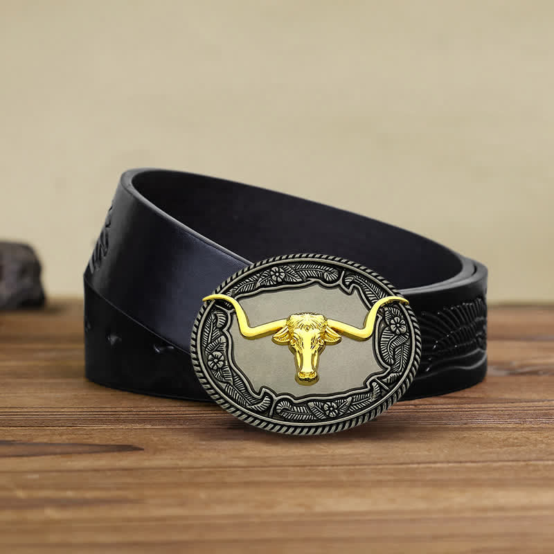 Men's DIY Horse Bull Animal Buckle Leather Belt - Image 12