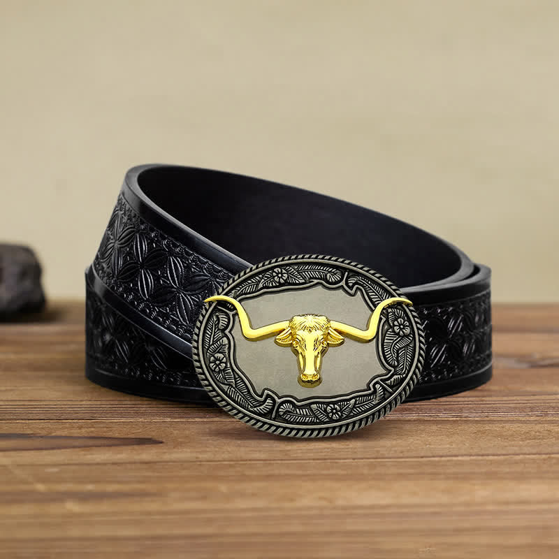 Men's DIY Horse Bull Animal Buckle Leather Belt - Image 13