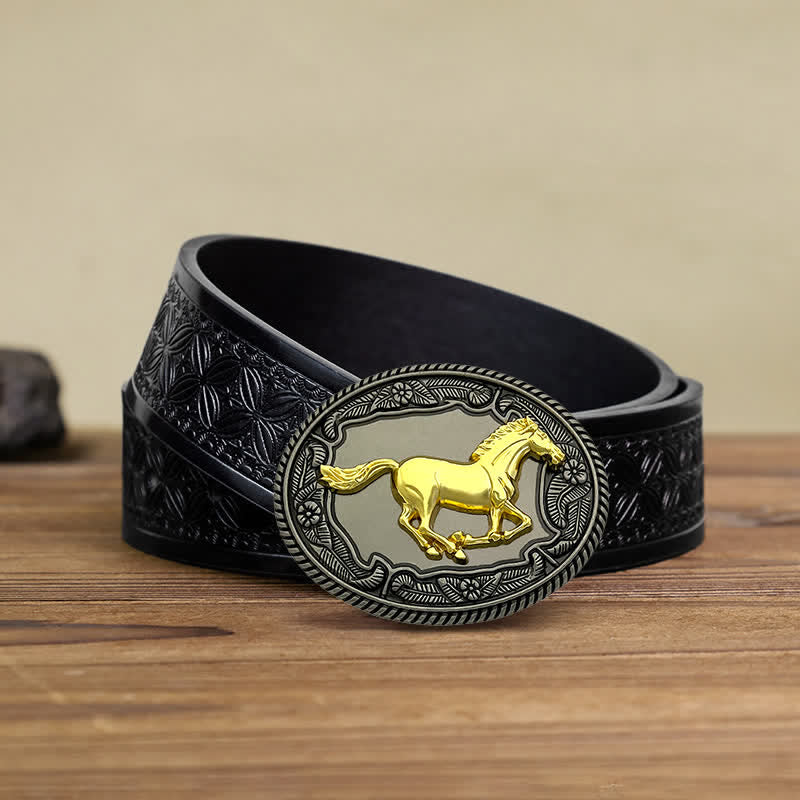 Men's DIY Horse Bull Animal Buckle Leather Belt - Image 5
