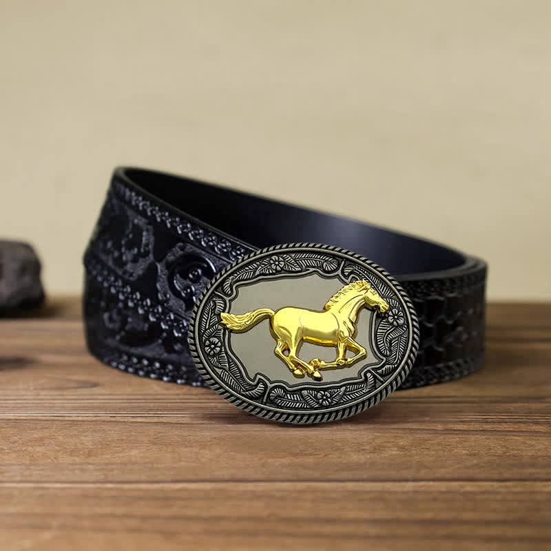 Men's DIY Horse Bull Animal Buckle Leather Belt - Image 6