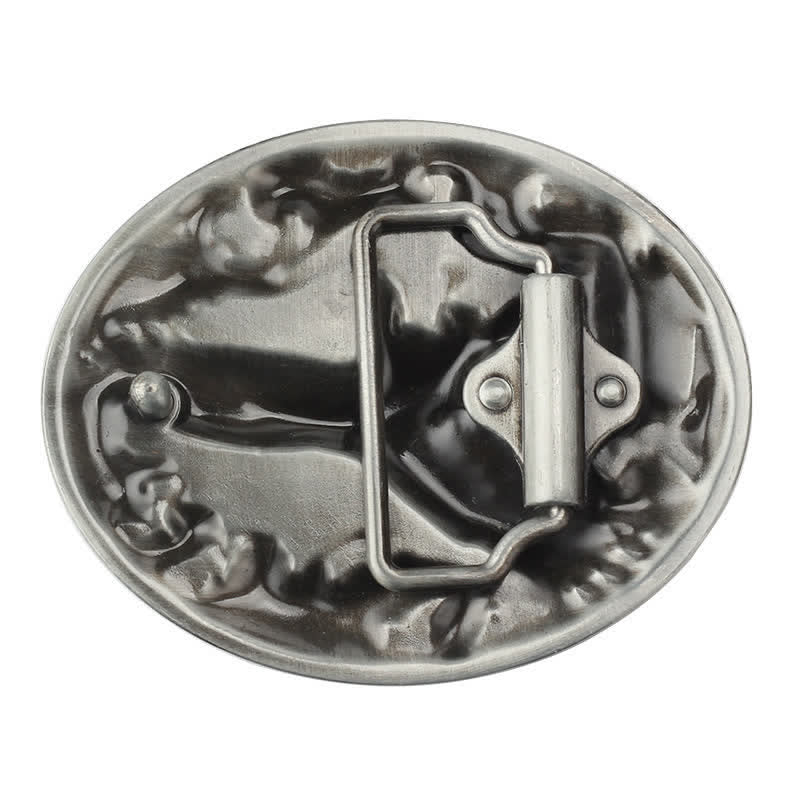 Men's DIY Eagle Leaf Enameled Oval Buckle Leather Belt - Image 2