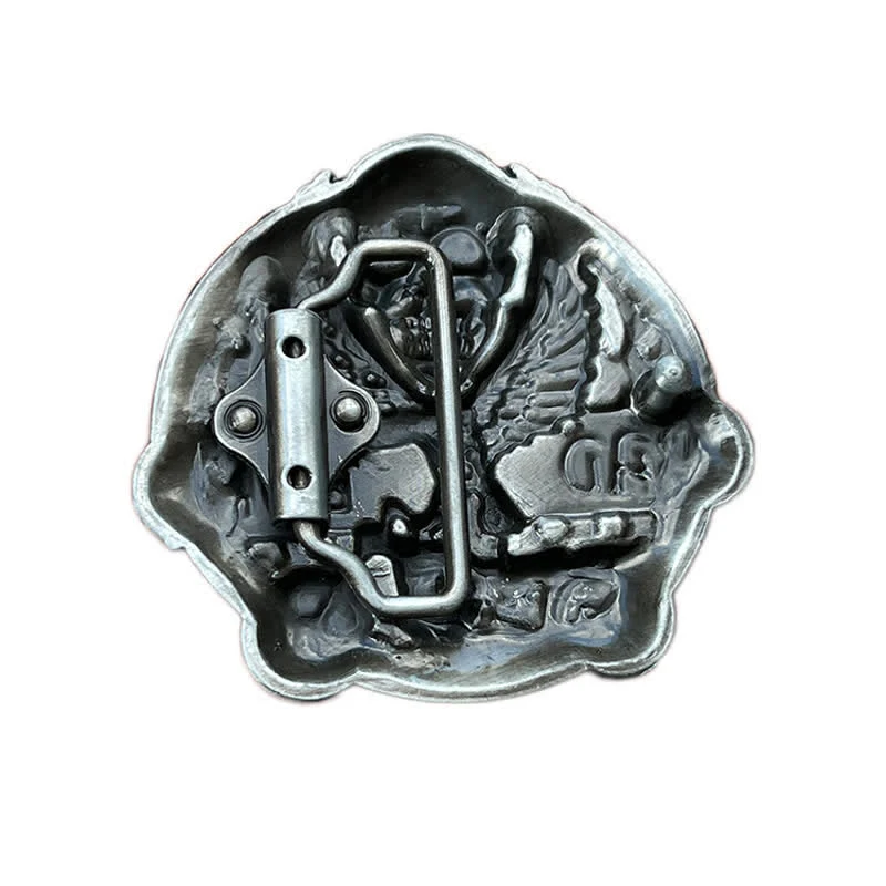 Men's DIY Eagle Skull Biker Bad To The Bone Buckle Leather Belt - Image 2