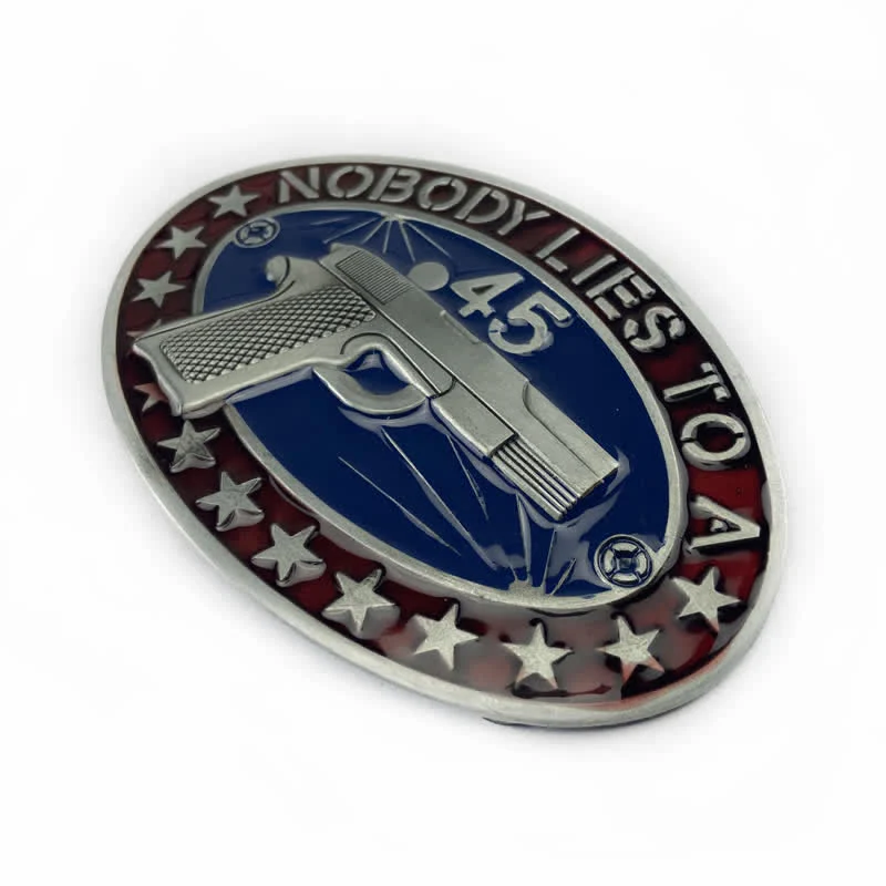 Men's DIY Enamel Gun Pistol Stars Buckle Leather Belt - Image 4