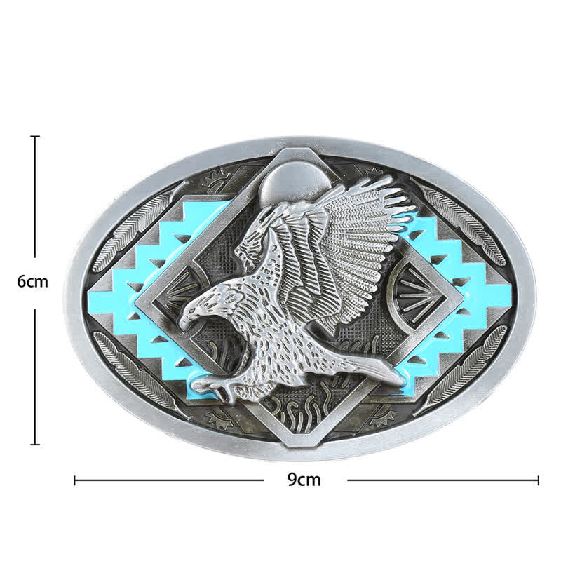 Men's DIY Enamel Landing Eagle Buckle Leather Belt - Image 3