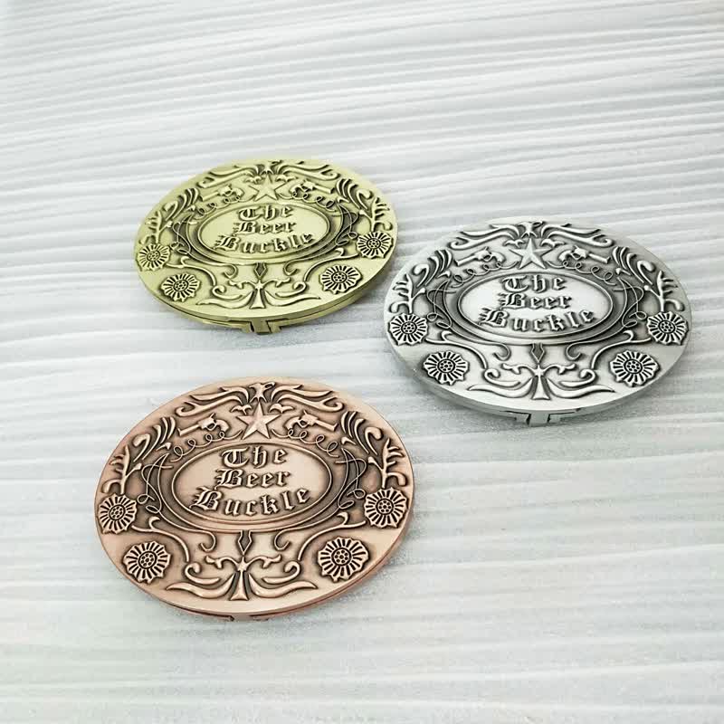 Men's DIY Engrave Flower Creative Beer Holder Buckle Leather Belt - Image 3