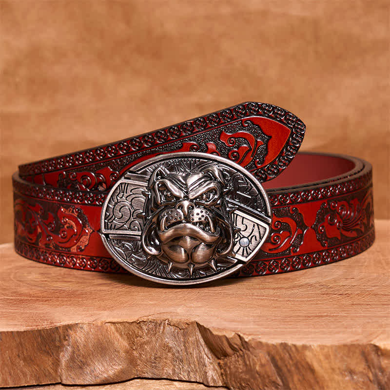Men's DIY Fierce Dog Hidden Folding Knife Leather Belt - Image 6