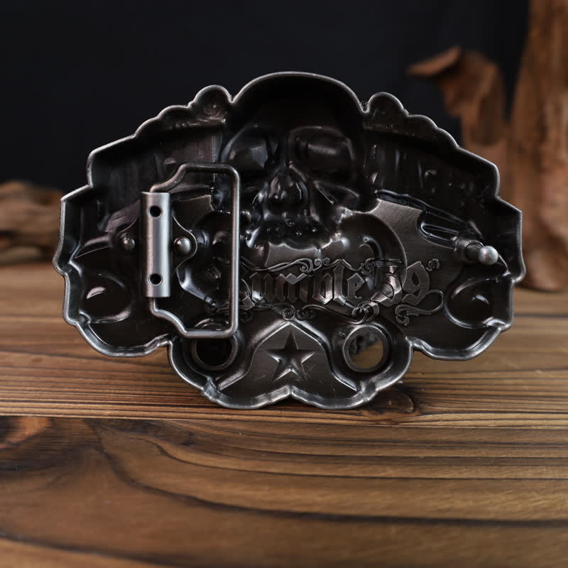 Men's DIY Gear Head Piston Skull Buckle Leather Belt - Image 2