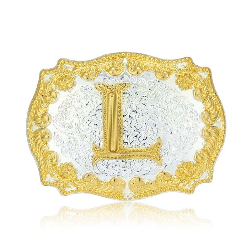 Men's DIY Golden Initial Letter Buckle Leather Belt - Image 17