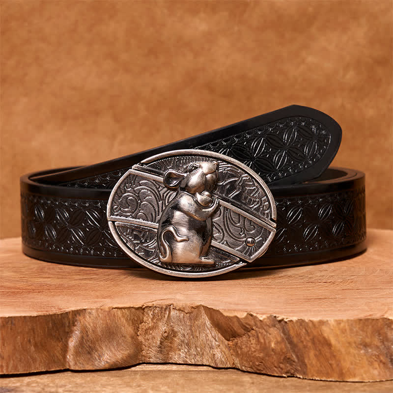 Men's DIY Hamster Hidden Folding Knife Leather Belt - Image 7