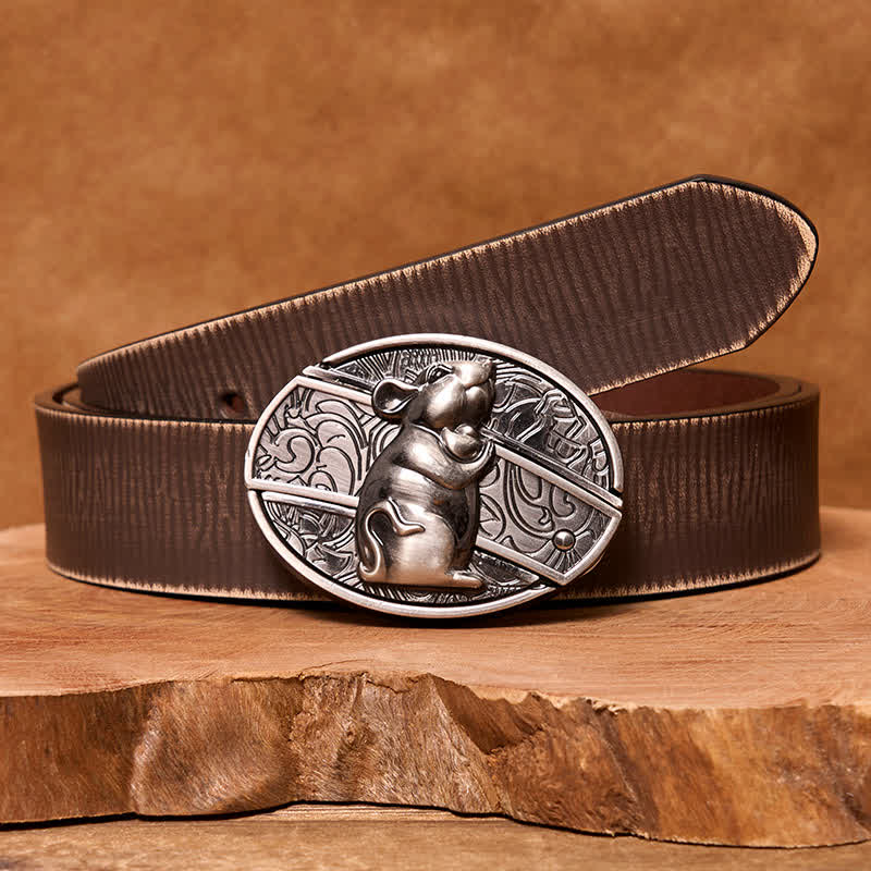 Men's DIY Hamster Hidden Folding Knife Leather Belt - Image 9
