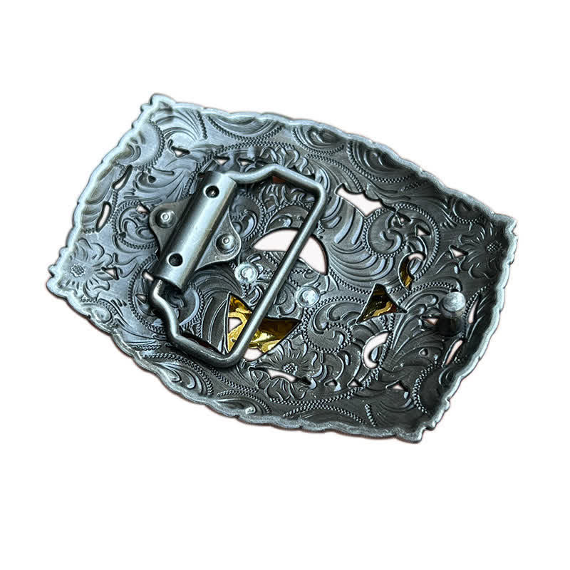 Men's DIY Hollow Bull Head Buckle Leather Belt - Image 2