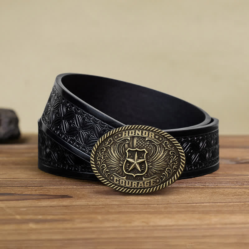 Men's DIY Honor Courage Eagle Wings Buckle Leather Belt - Image 10