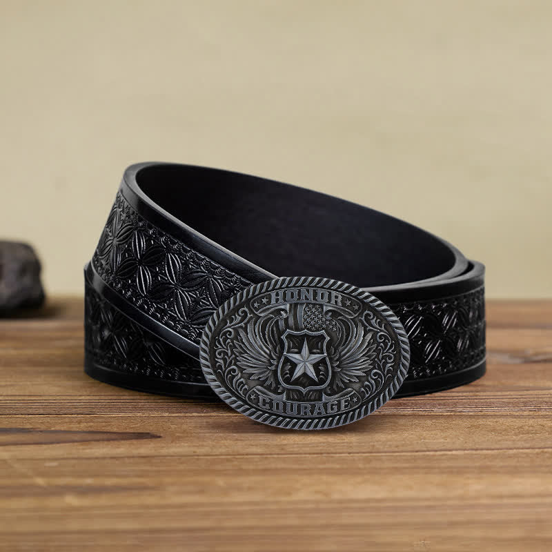 Men's DIY Honor Courage Eagle Wings Buckle Leather Belt - Image 11