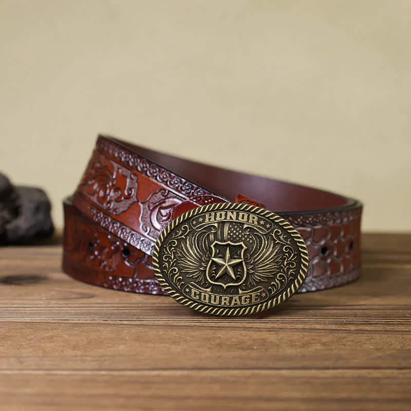 Men's DIY Honor Courage Eagle Wings Buckle Leather Belt - Image 14
