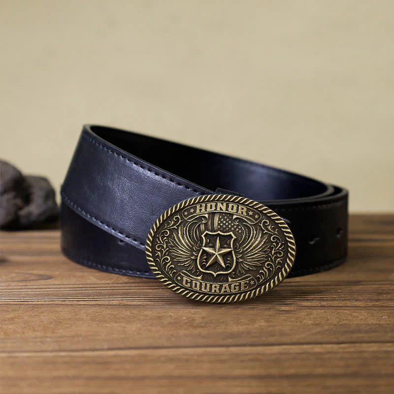 Men's DIY Honor Courage Eagle Wings Buckle Leather Belt - Image 6